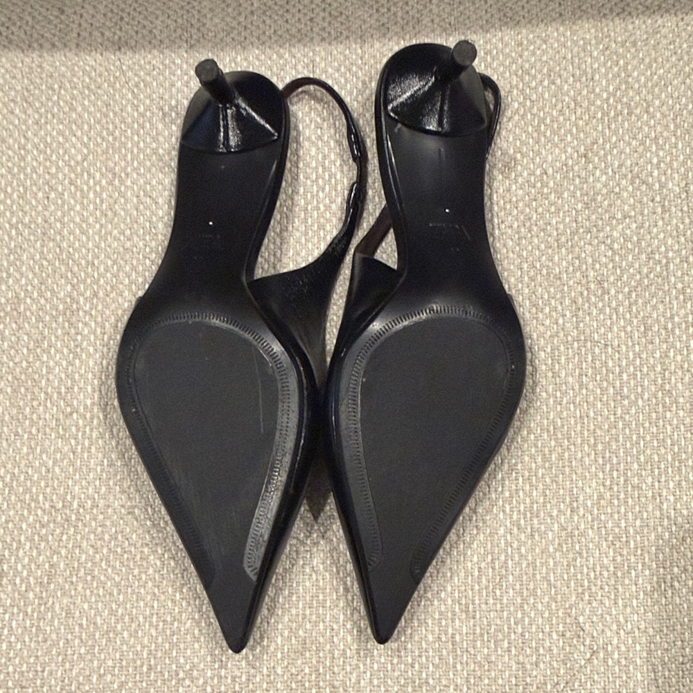 Zara Black Pointed Slingback Heels - Picture 5 of 7